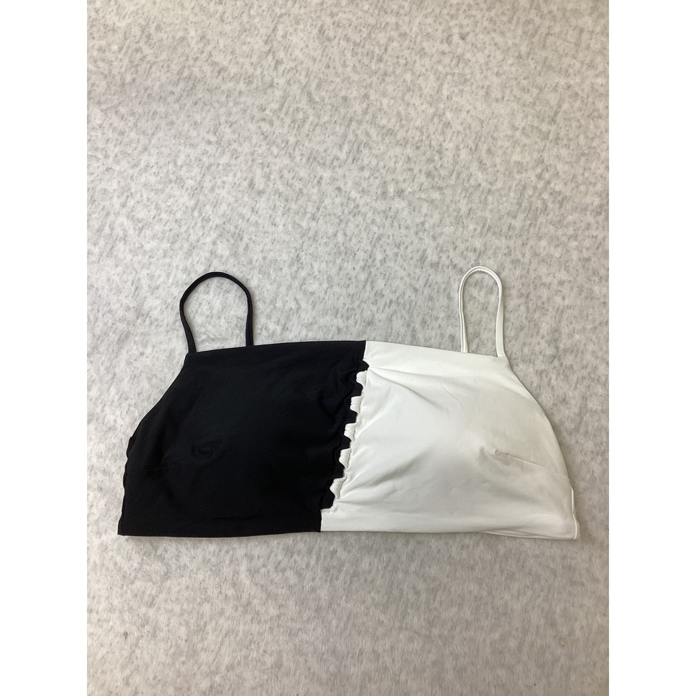 CALIA Womens XXL Colorblock Ruched Bikini Top Black White Square Neck NWOT